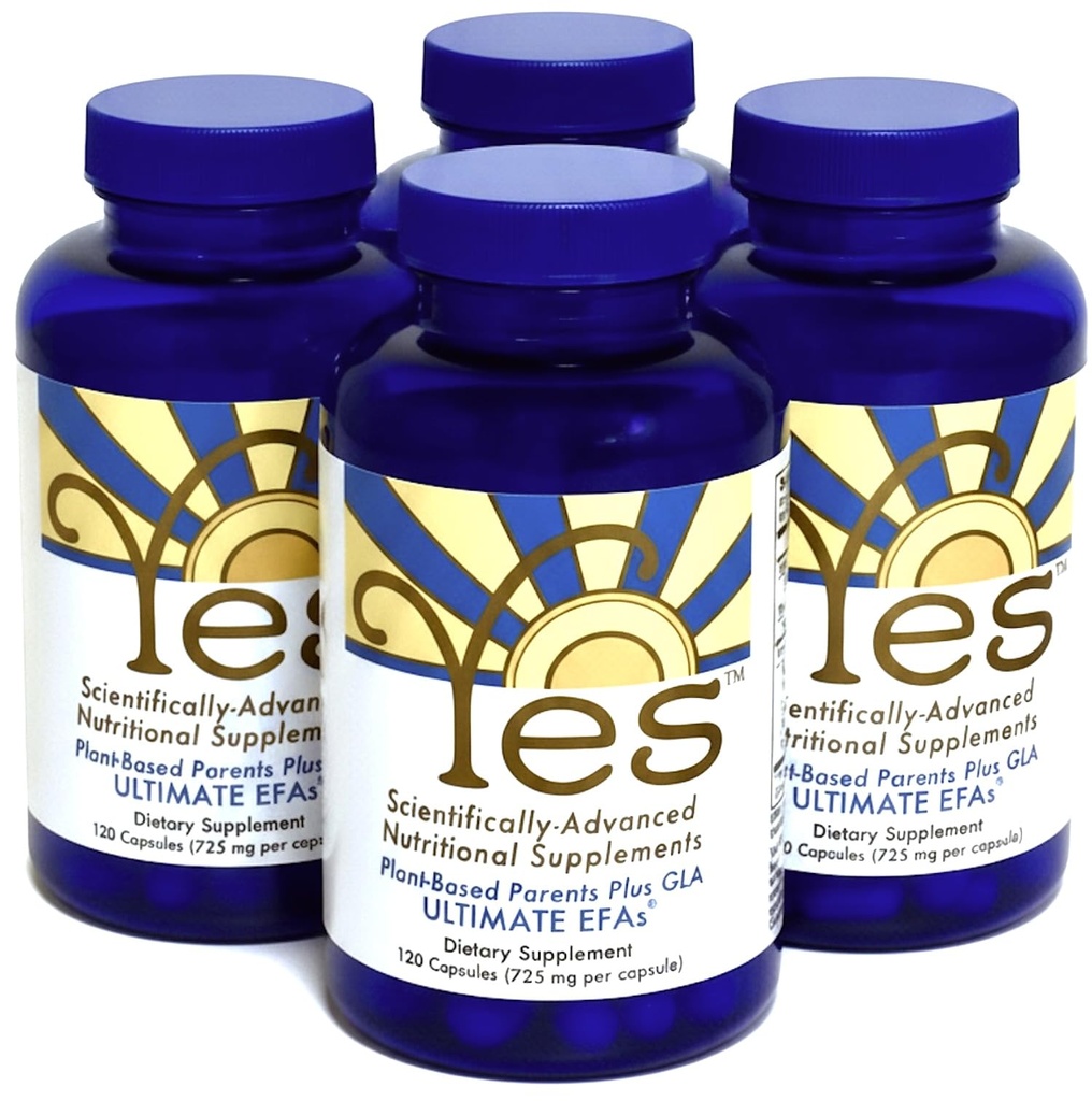 Olio di pesce Omega 3 Integratori Alternativo-YES Omega 3 & 6 Acido Grasso - Burpless, Basato sulle piante - DHA, EPA, SDA - Colesterolo, Cuore, Pelle, Energia, Occhi, Supporto per l'immunità da YES (4 x 120 Cappelli Gel)