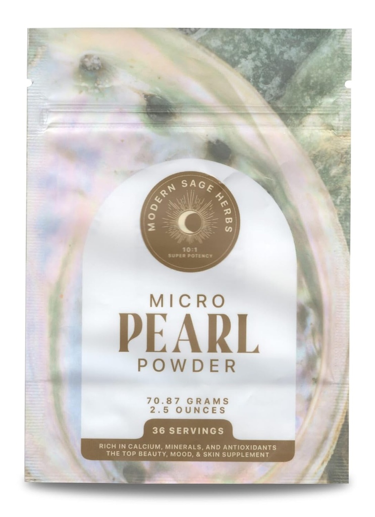 2.5oz polvere di perla pura 10:1 estratto super concentrato. 36 porzioni. Supplemento per la produzione di collagene, anti-invecchiamento e antiossidante. Supporta la pelle, gli occhi, le unghie, la bellezza radiante da erbe moderne di salvia.