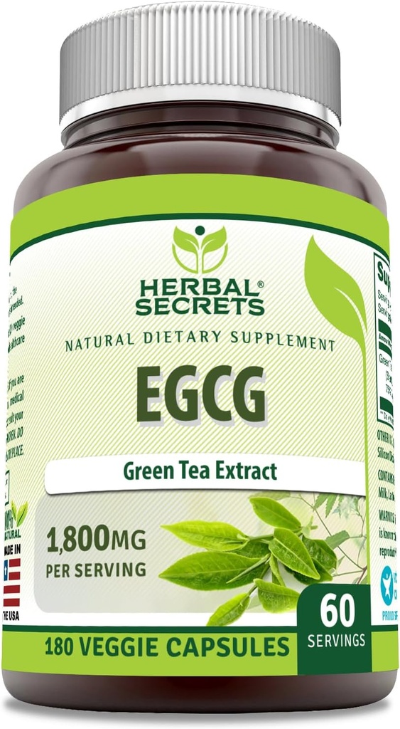 EGCG Green Tea Extract 1800 Mg Per Serving | Veggie Capsule Supplemento | Non-GMO | Gluten Free | Made in USA (1 Pack, 180 Count)