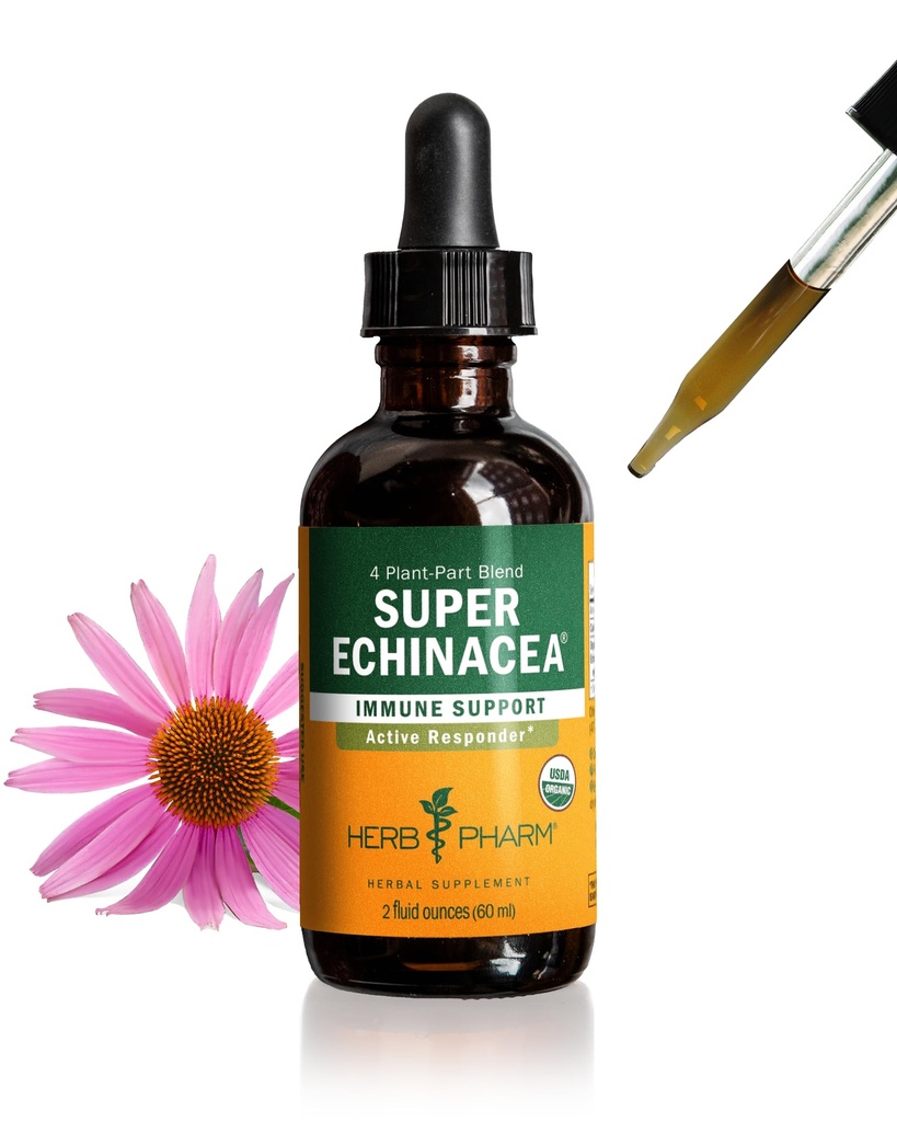 Gocce di estratto liquido di Echinacea Super Echinacea certificate di Herb Pharm per il supporto attivo del sistema immunitario, 2 Oz