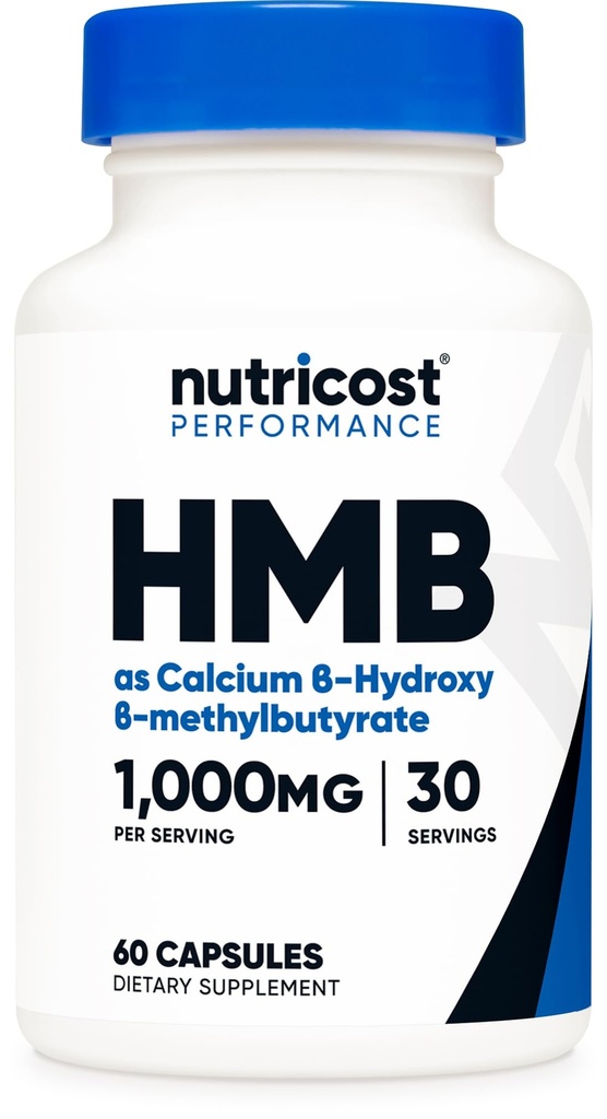 Nutricost HMB (As Calcium Beta-Hydroxy Beta-Methylbutyrate) 1,000mg, 60 Capsules - 500mg Per Capsule, GMO-Free, Gluten-Free, 30 Servings