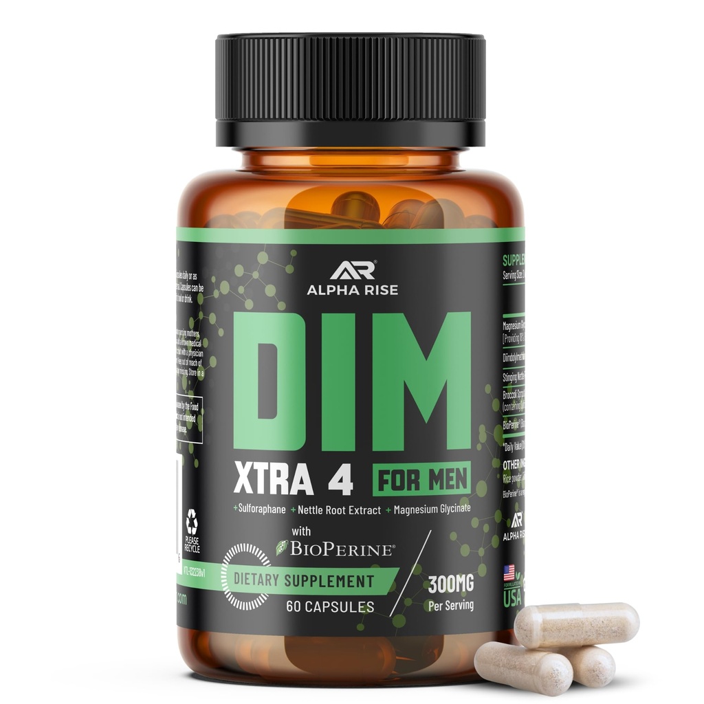 Supplemento DIM Premium per gli uomini | Blocker e inibitore di aromatasi | Diindolylmethane, Nettle Root Extract, Magnesium Glycinate & Sulforaphane