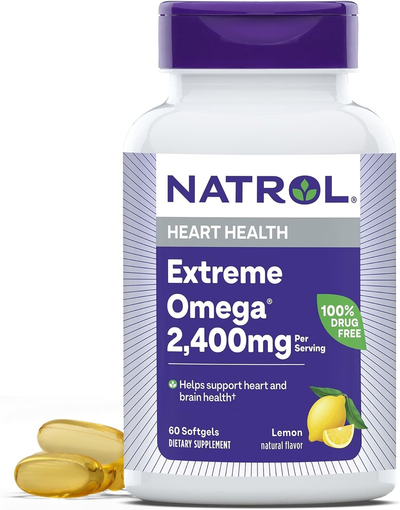 Natrol, Omega-3 Extreme Softgels, supplemento dieta di salute del cuore, 60 conte