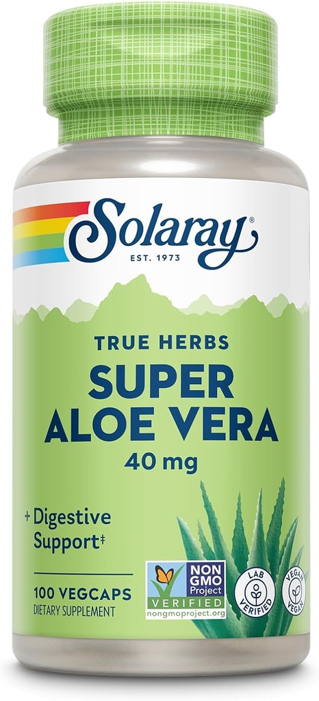 SOLARAY Super Aloe Vera Gel 8000mg | Aminoacidi naturalmente occurring, vitamine, minerali, enzimi e antiossidanti per il supporto digestione sana | 100 CT