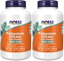 NOW Integratori, Polvere di citrato di potassio, Supporta bilancia elettrolitica e pH normale*, Minerale essenziale, 12 once (Pack of 2)