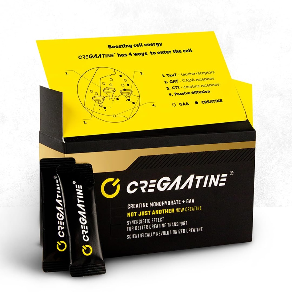 Micronized Creatine Monohydrate + GAA | Aumentare la resistenza, nessuna ritenzione idrica | Boosts Memoria e messa a fuoco | Packets Single-Serve | 60 Sachets, 30 Servings | (Sachets, Unflavored)
