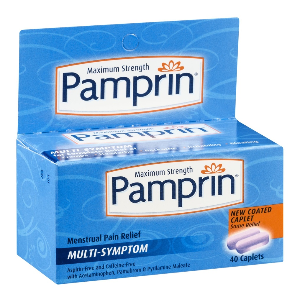 Pamprin Massima resistenza Multi-Symptom Menstrual Relief Tablets, 40-Count Boxs (Pack of 3)