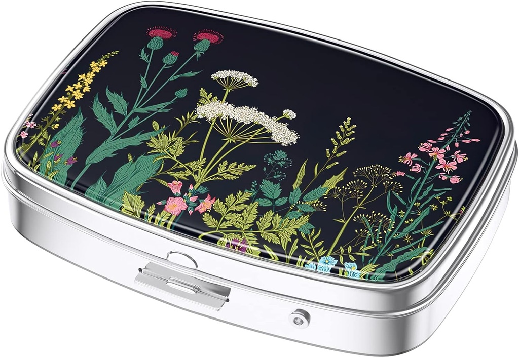 Nipichsha Pill Box, Small Pill Case for Purse & Pocket, Cute Travel Medicine Organizer, Portable Medicine Container Holder to Holding Vitamins, Medication, Fish Oil & Supplements, Dandelion