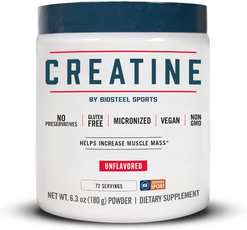 BioSteel Creatine Monohydrate Powder - 72 Servings, 180g, Micronized per il recupero del muscolo e il muscolo magro, NSF per la polvere di creatina certificata da sport