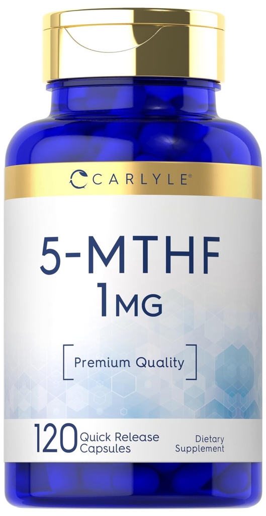 Carlyle 5-MTHF L Methylfolate 1mg | 120 capsule | Non OGM & Gluten Supplemento gratuito | Qualità Premium