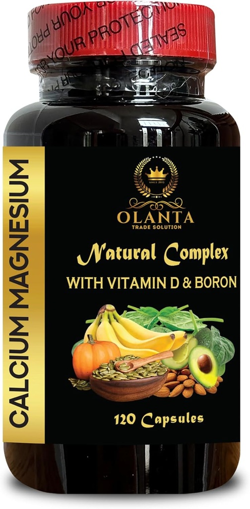 Calcium Magnesium Complex - Supplemento per il muscolo di supporto, Citrato manganese, Gluten Free, Non OGM, Alto assorbimento, Supplemento di magnesio, Bone e Nerve Health Support - 1 bottiglia 120 capsule