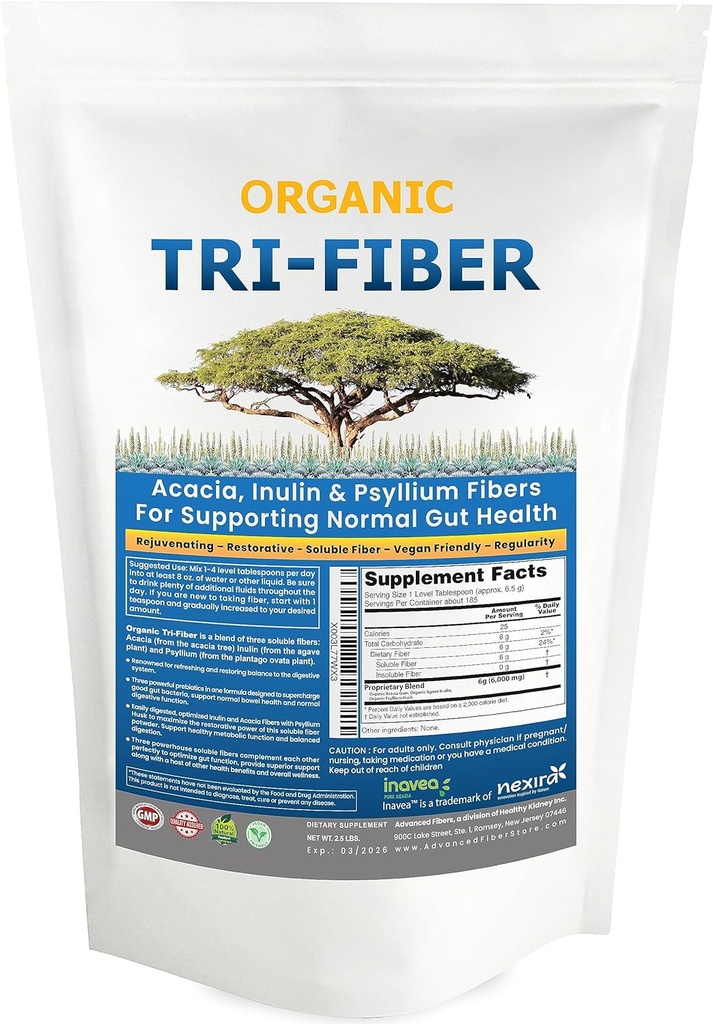 Polvere solubile di fibra di Tri-Fiber, supplemento di fibra solubile non aromatizzato 3-in-1 per il supporto digestivo.