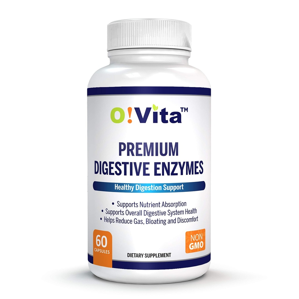 Enzimi digestivi premium con enzimi pianta-basati, Supporta una migliore digestione, migliore assorbimento nutriente (60 capsule vegetali non OGM)