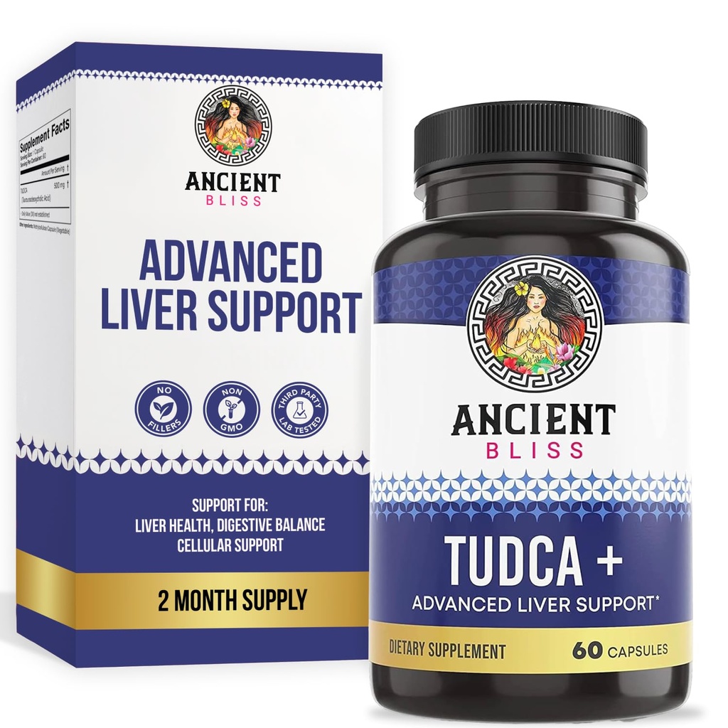 Tudca 500mg, 60 capsule (acido tauroursodeoxycholic)- Bile Salts Liver Support Supplemento, Natural Bitter Taste- Vegan Friendly, Non OGM, Gluten Free Capsules by Ancient Bliss