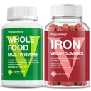 Multivitaminico alimentare intero + Iron Gummies | Integratore alimentare completo per l'energia, il fegato, la salute immunitaria | Sangue sano & energia supporto per la carenza di ferro, l'anemia, 90 Ct