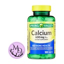 Generico Spring Valley Calcium 600 mg, Integratore alimentare, Bone Health Calcium + Include Dri Store Sticker (100)