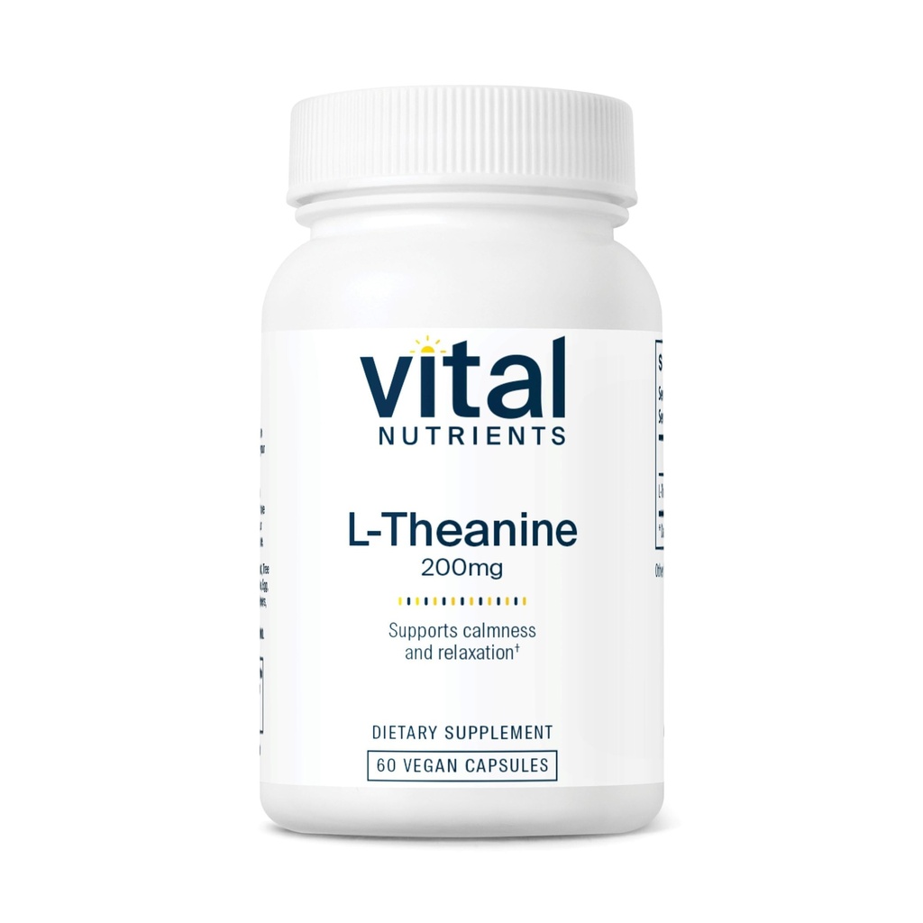 Vital Nutrients L-teanina 200mg | Vegan Supplemento | L Theanine Supporta normali livelli di stress e funzione cognitiva* | Glutine, latticini e soia Free | 60 capsule
