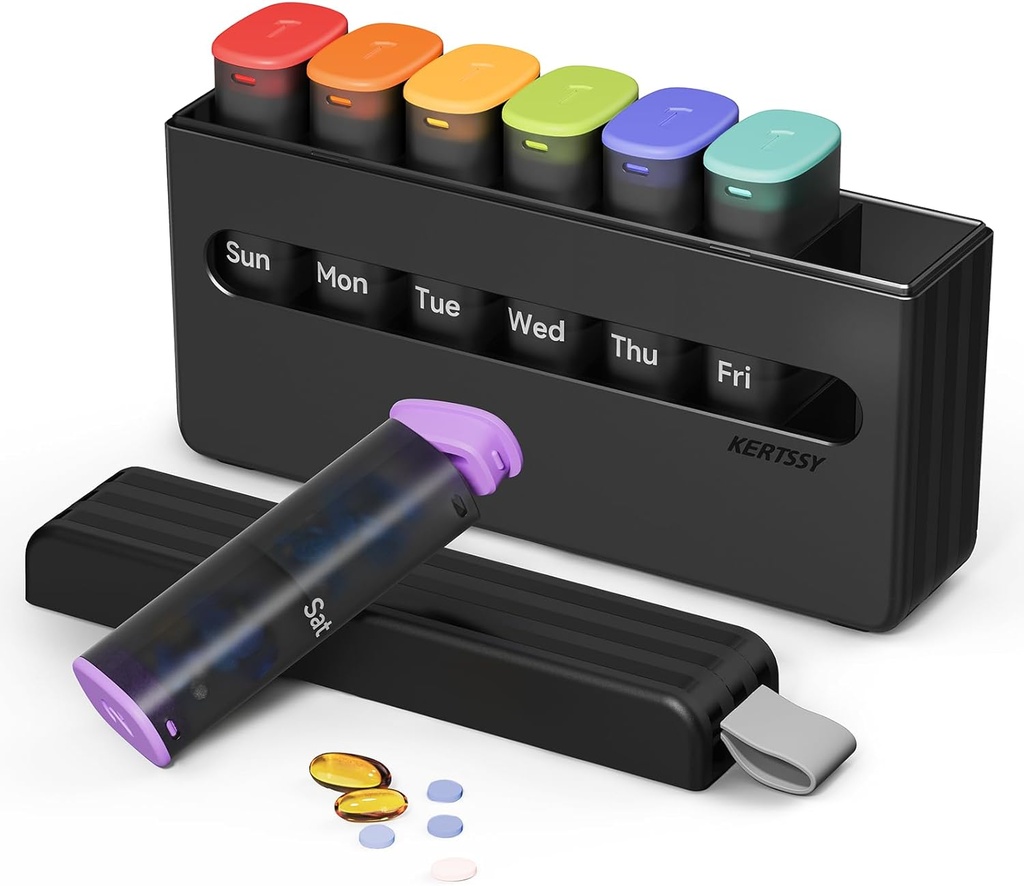Organizzatore di pillole settimanali 2 volte al giorno - Am Pm Pill Box 7 giorno, Large Twice Medicine Pill Case for Daily Medication, Vitamine, Oli di pesce, Supplementi Portable Week Pill Holder Container, Translucent Black