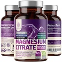 Pure Magnesium Citrate Capsule 1250mg, Facilmente assorbito e purificato Trace Mineral per il muscolo e il supporto digestivo, 120 Caps