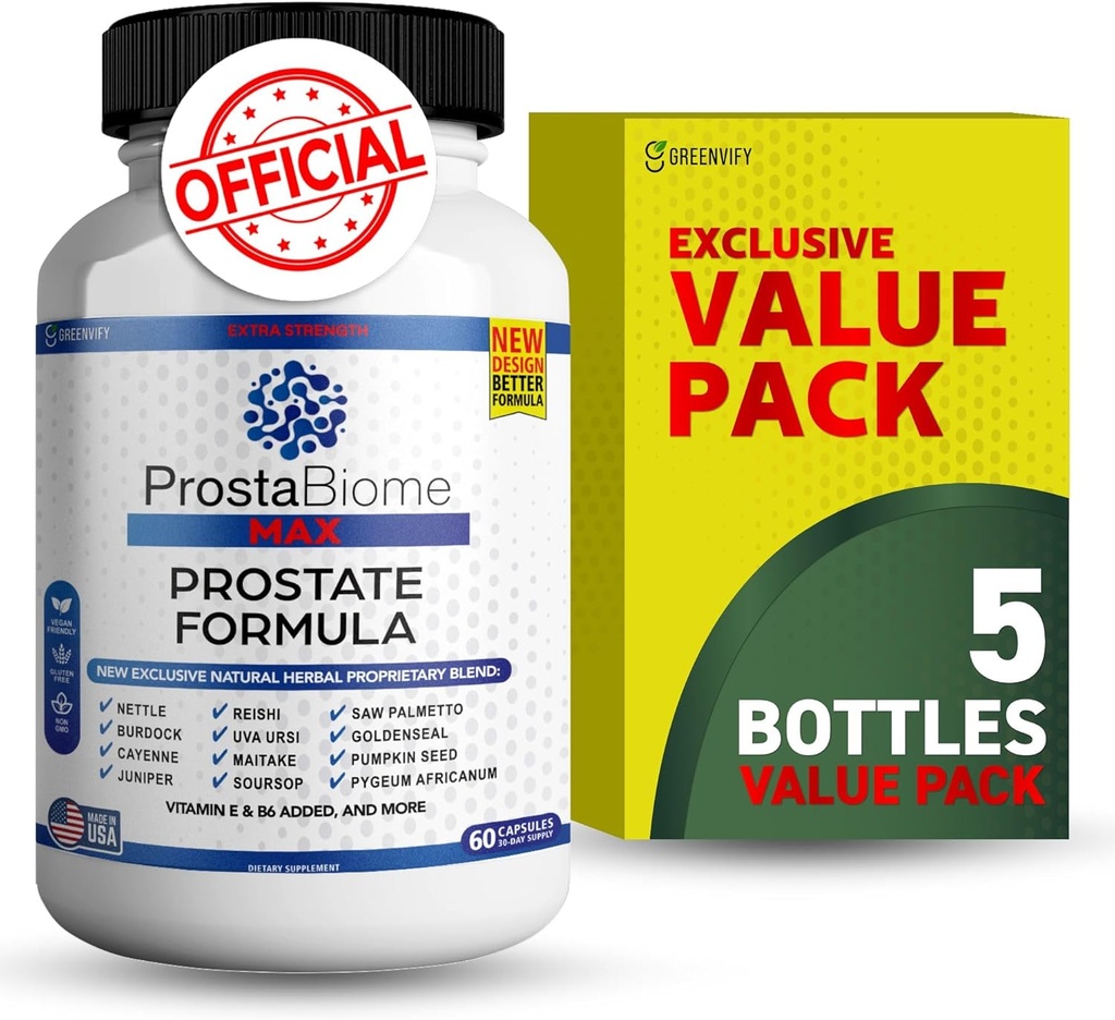 ProstaBiome Max Prostate Support Formula, Natural Herbal Blend with Saw Palmetto, 60 Capsule, 30-Day Supply (5)