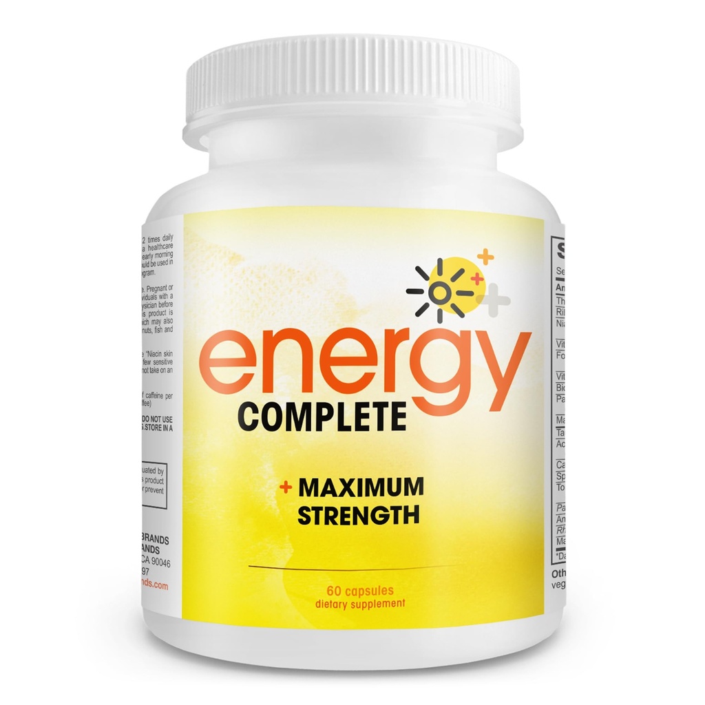 Energy Complete - 18-in-1 Vegan Energy and Focus Supplement - Vegan Caffeine Pills (60 capsule giornaliere)
