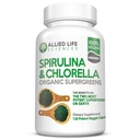 Spirulina di vita alleata e clorella | Clorofilla organica Vegan Protein Powder Green Superfood | 120 capsule