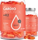 Olio di pesce Omega 3 ad alta resistenza con vitamina K2-1000mg, Olio di salmone norvegese, EPA & DHA, Burpless, Omega 3 acidi grassi Supplemento per occhi, cervello, cuore e immunità - 90 capsule - Cardio