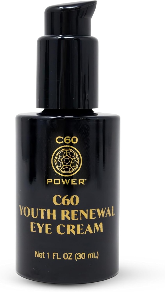 C60 Power Youth Renewal Eye Cream - Crema per gli occhi per le rughe e il gonfiore, Anti Aging Skin Care for Women & Men, Con 99,99% Pure Sublimated C60, Peptidi di rame, & High-Quality Ingredients - 1 fl oz