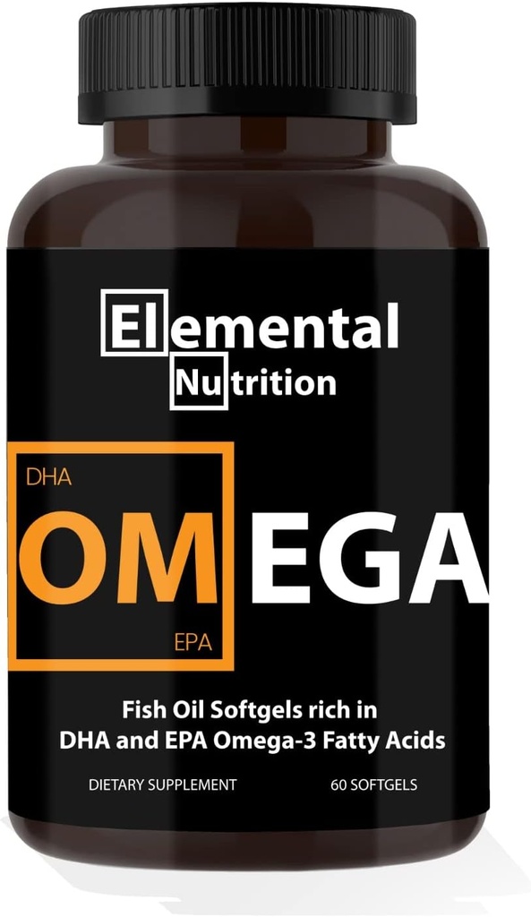 Omega-3 da Fish Oils – 60 Softgels Valore Bottiglia di Eicosapentaenoic (EPA) e acido docohexaenoico (DHA) in una griglia nera