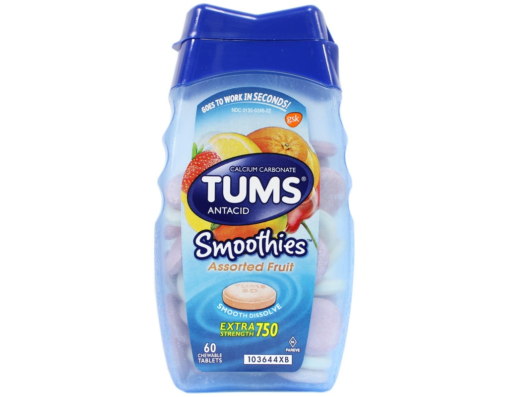 PACK OF 3 EACH TUMS SMOOTHIES ASST FRUT 60TB PT#766739287