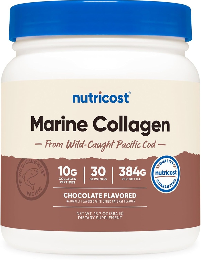 Nutricost Marine Collagen (Chocolate Flavor) 30 Serve - Collagene Supplemento da Wild Caught Pacific Cod Fish