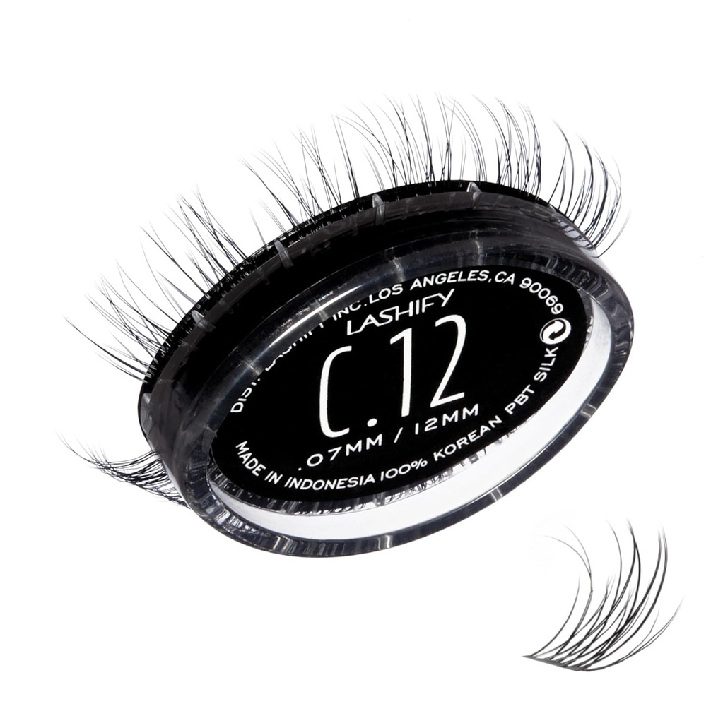 Lashify Curl 12mm Gossamer DIY Estensioni della ciglia ricarica, nero, facile False Ciglia per un look naturale