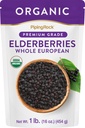 Piping Rock Elderberries Dried Organic | 1lb Bulk Supplement | European Whole Berries | Vegetariano, Non OGM, Gluten Free