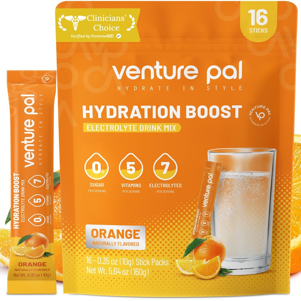 Imballaggio della polvere dell'elettrolita senza zucchero di Venture Pal - Liquid Daily IV miscela di bevanda per l'idratazione rapida e il recupero del partito | 5 vitamine & 7 elettroliti| Keto Friendly | Non OGM | Vegan certificato | 16 Sticks