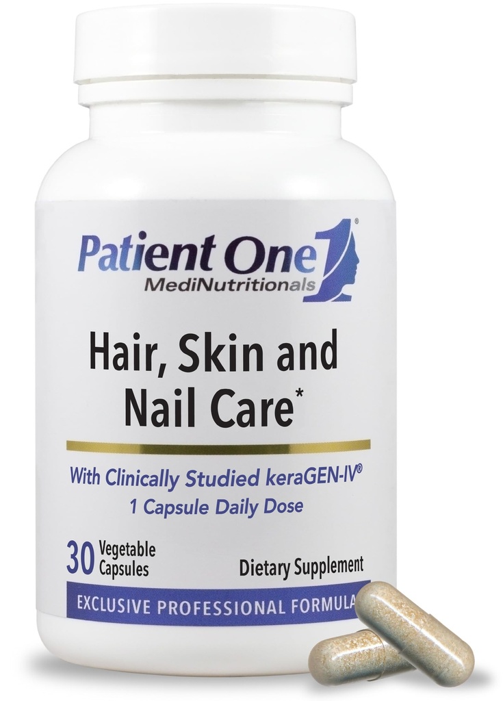 Paziente One Hair, Skin & Nail Care | Supplemento per sostenere unghie forti, e capelli sani e pelle* | con Keratin, Collagen e altro | 30 capsule
