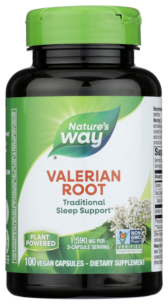 Root Valeriana, Supporto per il sonno tradizionale*, Progetto non OGM Verificato, Senza glutine, Vegan, 100 capsule (Packaging May Vary)