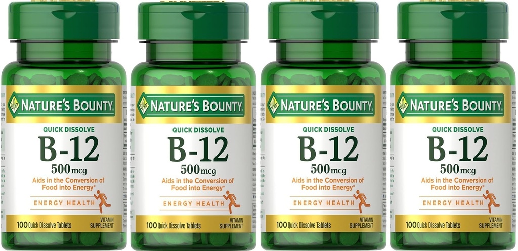 Vitamina di Bounty della natura B-12 500 mcg, 100 ea (Pack of 4)
