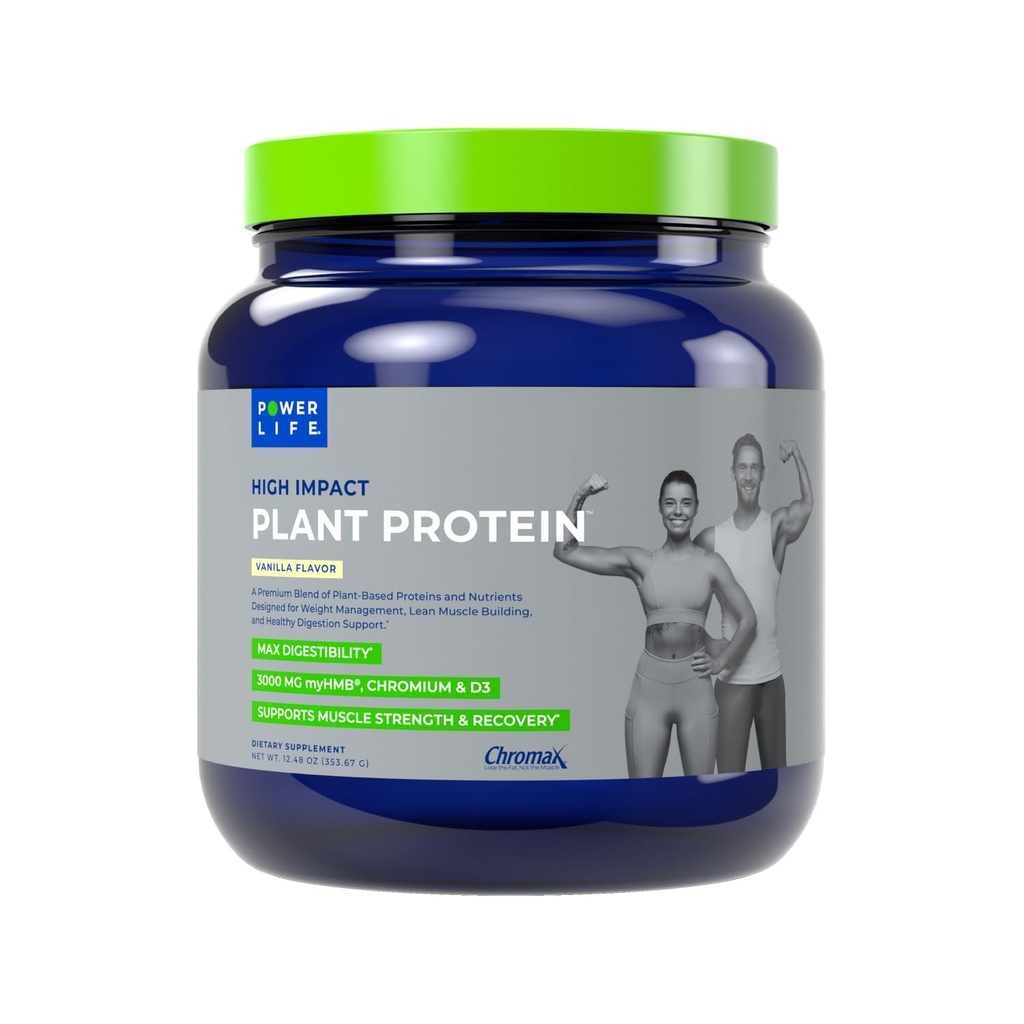 POWERLIFE polvere proteica ad alto impatto con 3000 MG di HMB, pianta-basata, senza zucchero Aggiunto, Vegan, Keto Friendly, Non-GMO (Vanilla - Nuova formula)