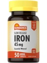Sundance Iron 45mg Slow Release Pills | 50 compresse | Supplemento minerale essenziale | Vegetariano, Non OGM e Formula senza glutine