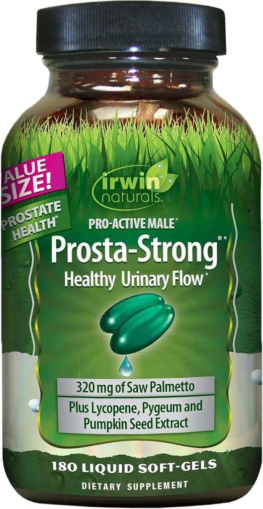 Irwin Naturals Prosta-Strong - 180 Softgels - Supporto per la salute della prostata con Saw Palmetto, Lycopene & Pumpkin Seed - Supporta il flusso urinario