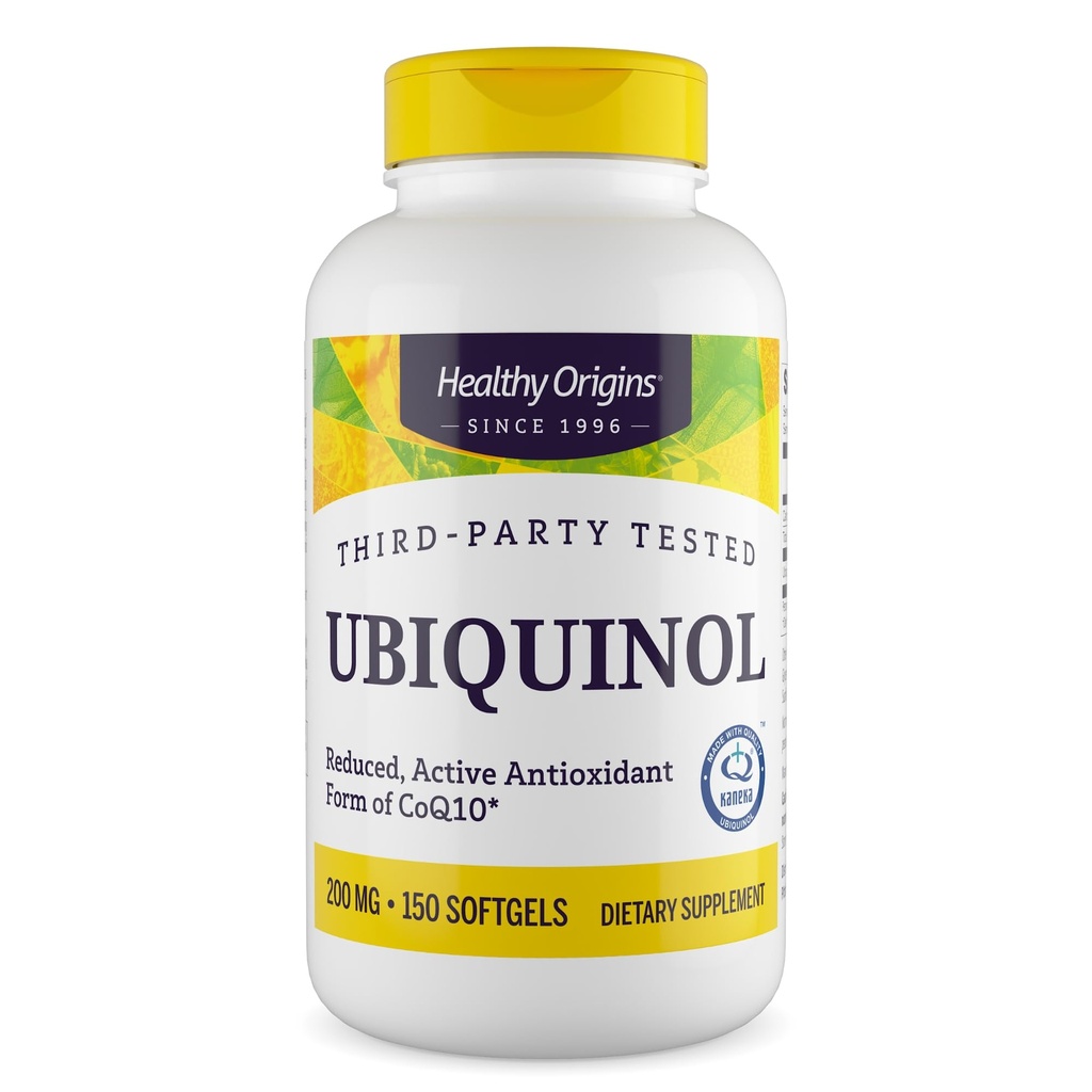 Sane origini Ubiquinol (forma attiva di CoQ10), 200 mg - Kaneka Ubiquinol Integratori per la salute del cuore e il supporto antiossidante - Integratore senza glutine e non OGM - 150 Softgels