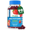 Gummie Multivitaminiche Lifeable Sugar Free | con vitamina A, C, D, E, Niacin, B6, Folate, B12, Biotina, Acido Pantotenico, Zinc | Grande Tasting Adult Multivitamin Gummy | 90 Gummies