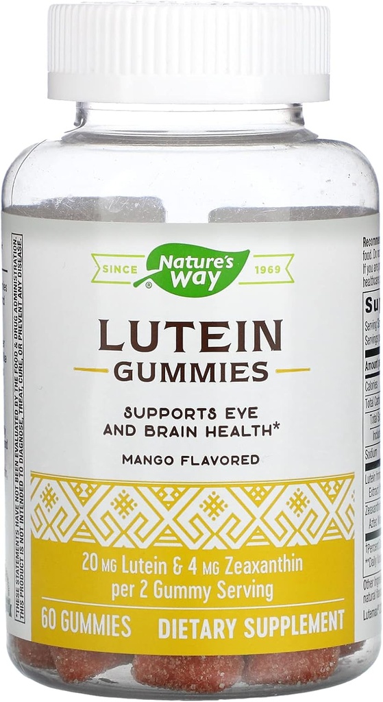 Gommie di Lutein di modo naturale con Zeaxanthin, Eye Health and Brain Function Supplement*, Mango Aromaed, 60 Conte