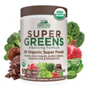 Country Farms Organic Super Greens Chocolate Flavor, 50 Organic Super Foods, USDA Organic Drink Mix, Confezionato con Fibra, Frutta, Verdura, Funghi e Probiotici, Supporti Energia, Fibra 7g