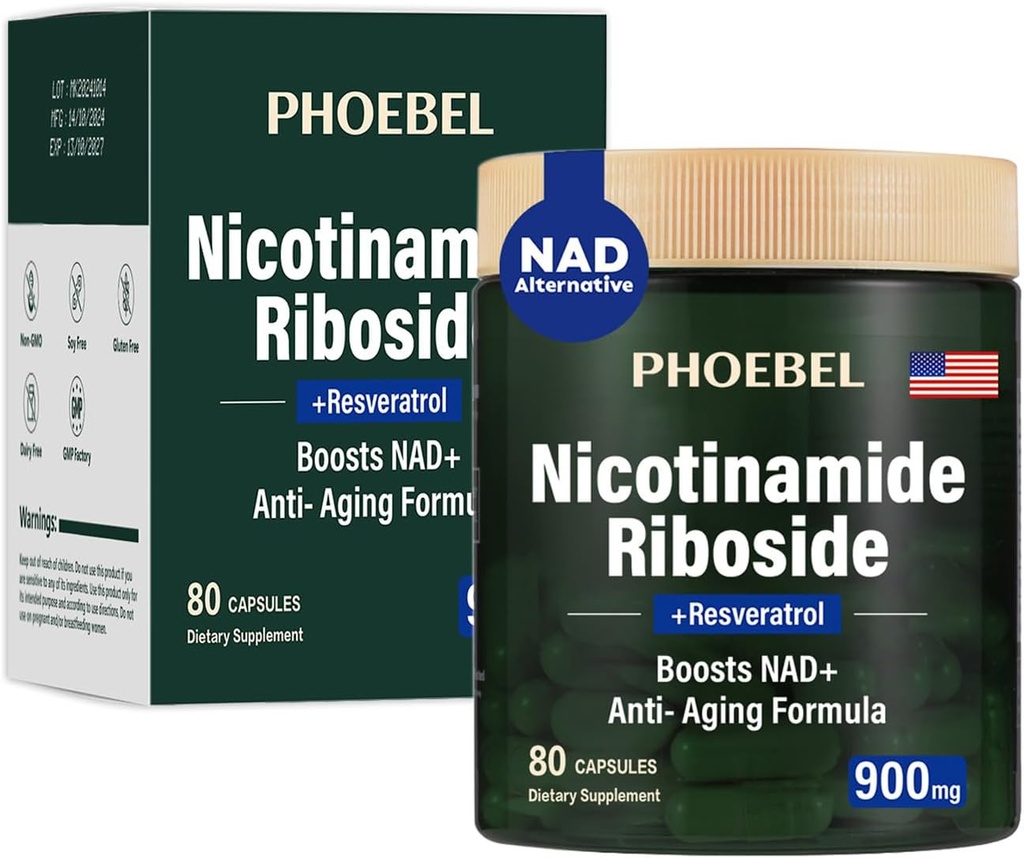 Nuovo NAD + Supplemento - Resveratrolo, Liposomal Nicotinamide Riboside, Quercetin- Alta purezza NAD Supplemento per l'energia, Focus - 80 Count,900mg