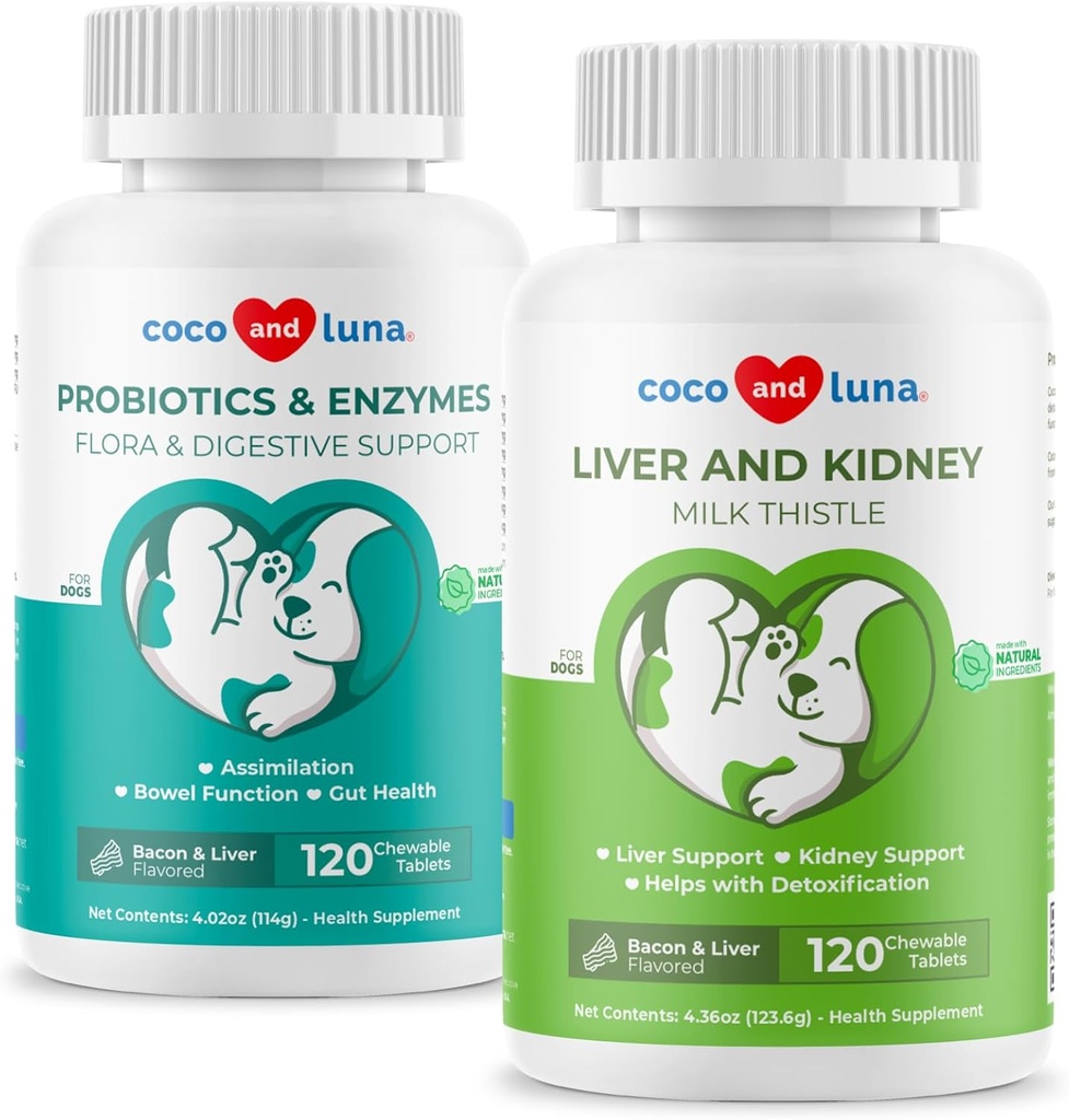 Thistle & Probiotics per Cani - Supporto per il fegato, Funzione dell'asciugamano, Supporto per la digestione per gas, diarrea, respiro cattivo del cane e costipazione