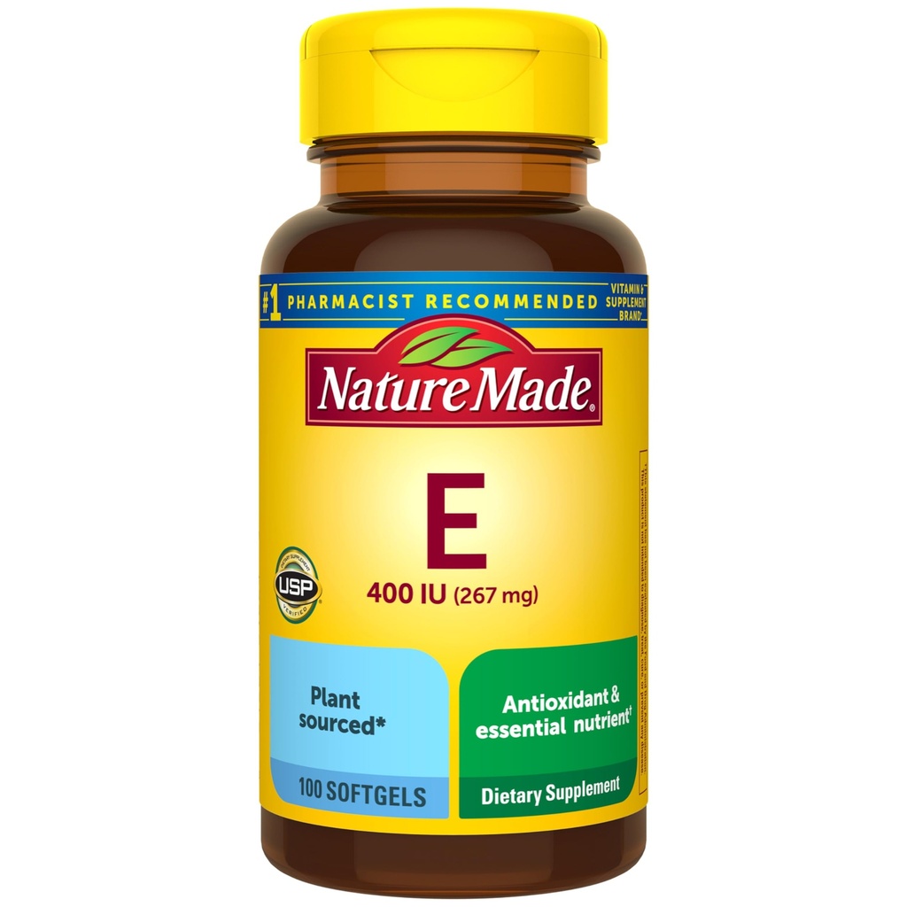 Vitamina E 267 mg (400 IU) d-Alpha, integratore alimentare per il supporto antiossidante, 100 Softgels, 100 giorni di alimentazione