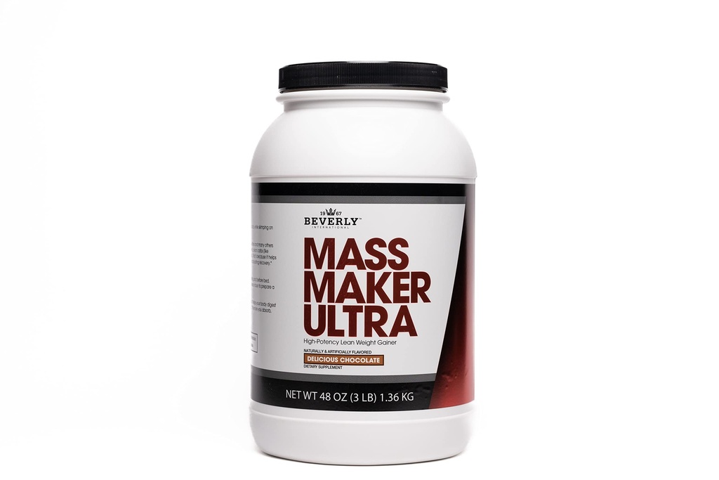 Beverly International Mass Maker Ultra Chocolate, 14 Servings, 3lb. Costruisci la massa magra come un isolato proteico del latte Pro., Isolato di proteine del siero di latte + Uovo. Olio MCT. Carbi puliti, Grande gusto