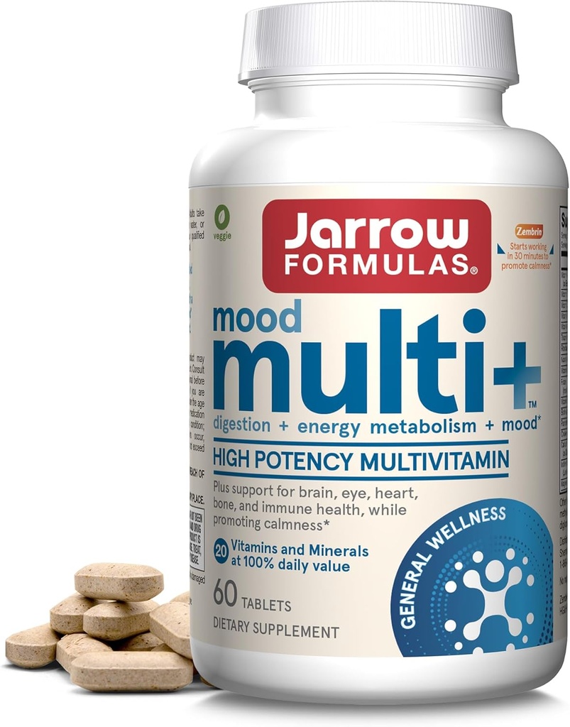 Jarrow Formulas Multi+ Mood Multivitamins per resistenza di stress occasionale, 60 compresse, 30 giorni di alimentazione