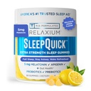 Relaxium Sleep Quick Gummy, Supporto per il sonno, Melatonina 5 mg, Vitamina D-3, Miscela Prebiotica e Probiotica, Gluten & Drug Free, Limone Flavor, 60 Gummies